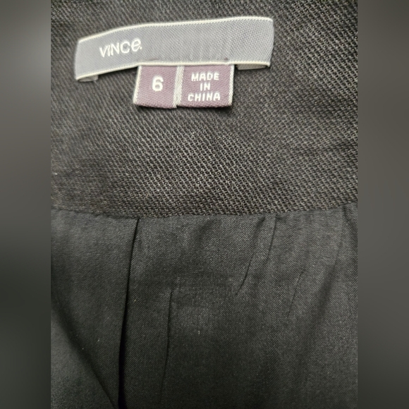 VINCE Women's Linen and Leather Black Jacket Lined in Silk. Size 6 - Picture 7 of 11